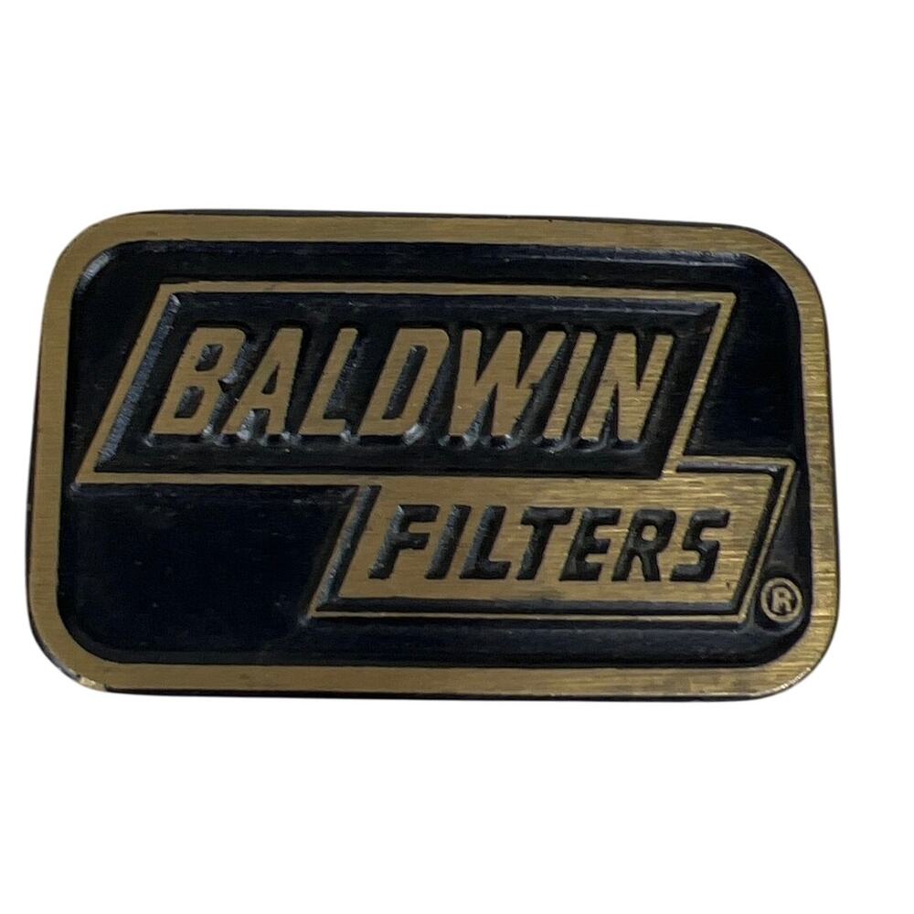 Vintage Brass Belt Buckle Retro Streetwear Americana Baldwin Filters Collectors